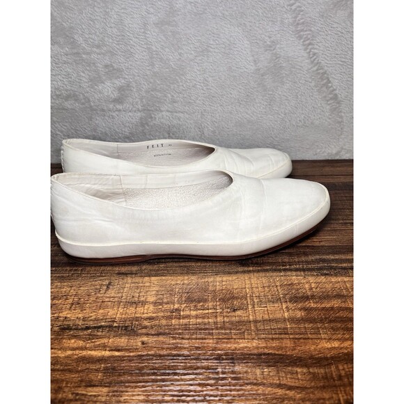 FEIT Handsewn Slippers White Leather Slip Ons Loafers Formal Quiet Luxury US 10 - Picture 2 of 11